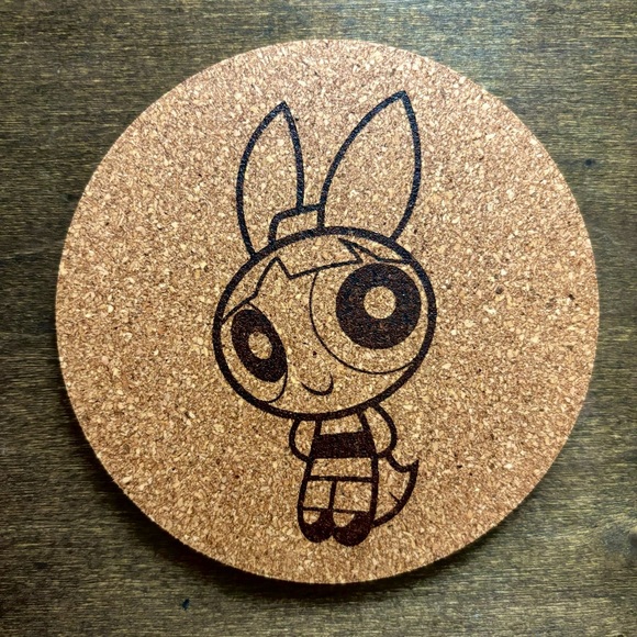 Powerpuff Girls Laser Engraved Cork Coasters Lot of 3 - Picture 3 of 9